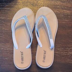 Ashley Blue White Rhinestone Sandals